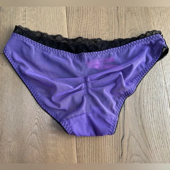 7 til Midnight black on black polka dot and purple cami and panty set. Size S/M - Picture 4 of 11